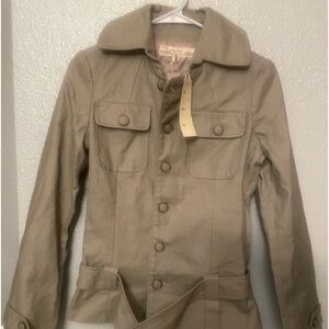 Lucy Paris Tan Jean material jacket belt blazer # tan blazer